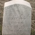 headstone of Clara Pauline Bailiff, daughter of Thomas Charleston Bailiff and Alsia J Chapman (Enon Cemetery, Alba, Wood Co, Texas)