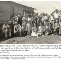 Oliver family reunion picturing William Daniel Oliver, Mildred Stoehr, Martha E. Bayliff Oliver, Hollis Dwight Oliver, and Elizabeth Ellen Oliver.