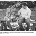 Sara Anderson Donahoe with daughter, Charlotte Taylor Donahoe, and husband, Andrew Donahoe