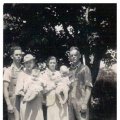 Lovell Keith and wife, Mairene Bailiff Keith, holding Sue Keith along with James Keith and wife, Ethel Tramel Keith, holding Jean Ann Keith